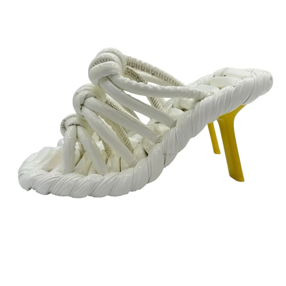 Loewe Petal Knot Leather 90 Sandals White Yellow Size 38 / 8